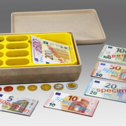 Scatola con Euro - Banconote e monete